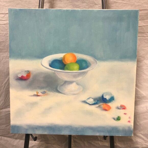"Broken Easter Egg" Still Life Oil on Canvas Painting by Ann Petrus Baker